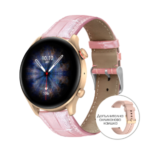 Смарт часовник Riversong - Motive 6C Pro, 1.30'', Pink Leather