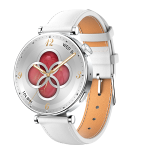 Дамски смарт часовник Glow Silver – White Leather Дамски смарт часовник Riversong бял със сребърно