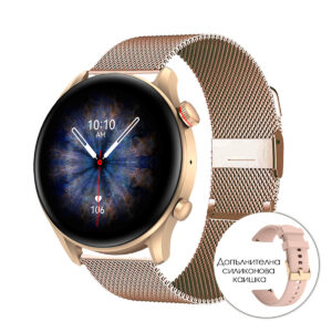 Смарт часовник Riversong - Motive 6C Pro, 1.30'', Rose Gold Milanese